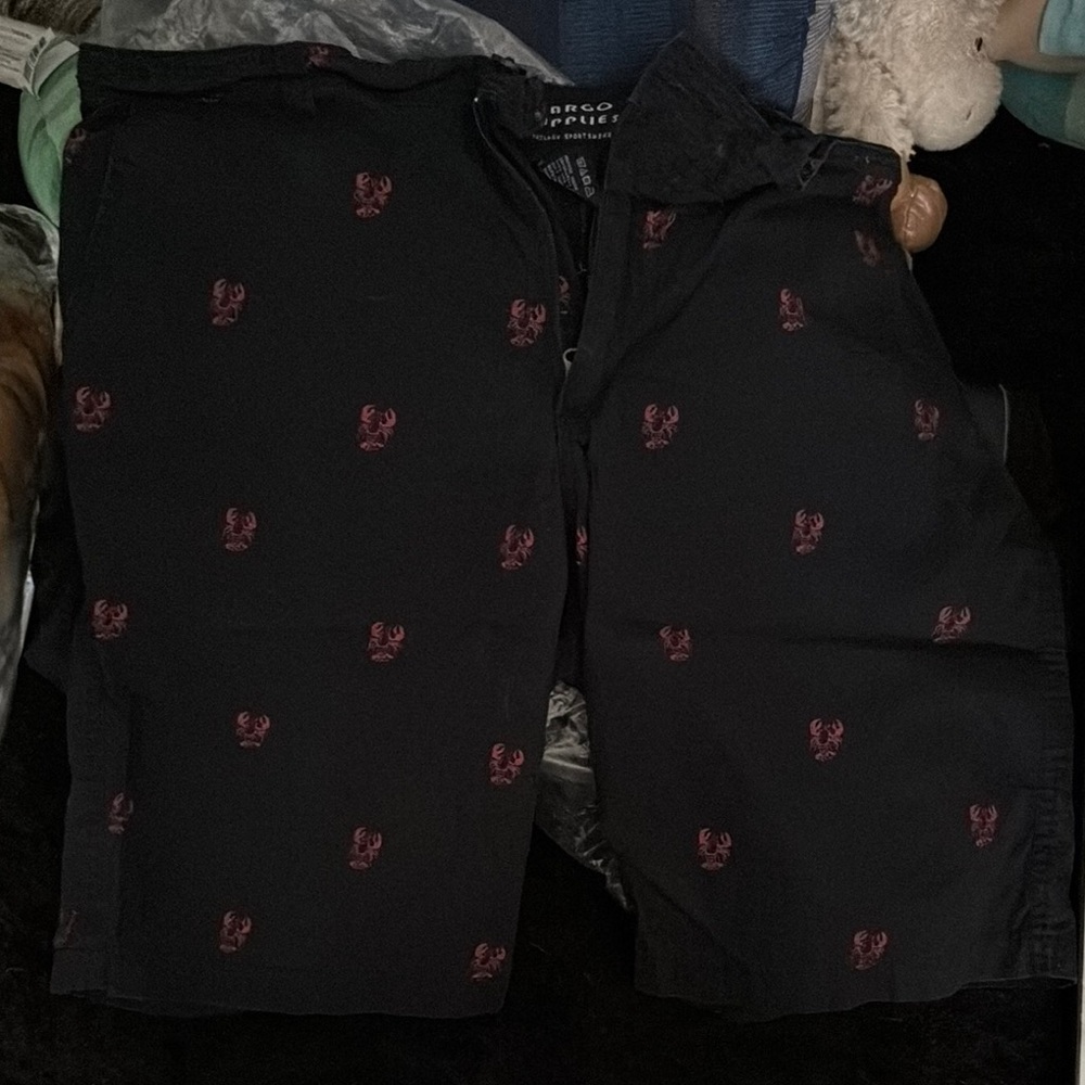 Cargo Black and Red Cargo Shorts with Distinctive Pattern